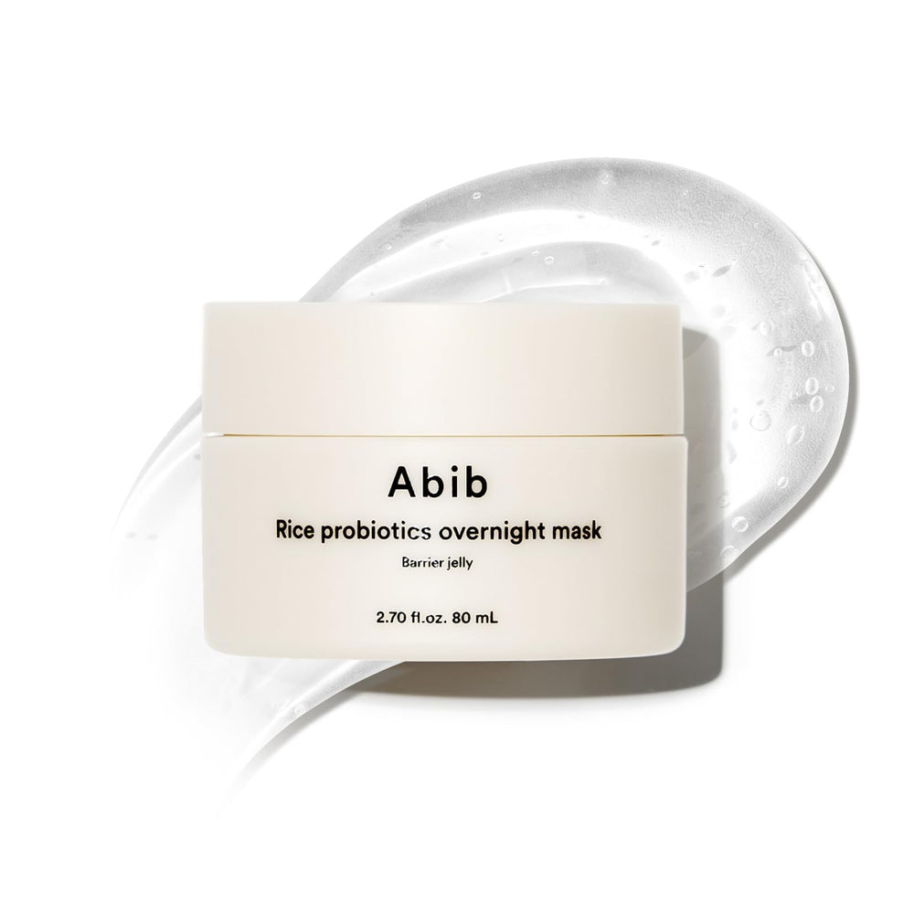 Abib Rice Probiotics Overnight Mask bottle demonstrates overnight hydration and barrier support.