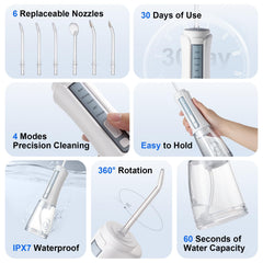 ABOBO Water Flosser side view highlighting cordless design for convenient use anywhere.