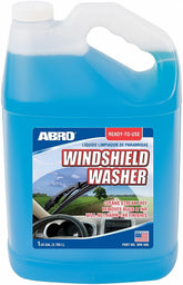 ABRO windshield fluid bottle label emphasizes a ready-to-use formula for quick maintenance