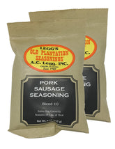 A.C. Legg Pork Sausage Seasoning bag and label ready to flavor large meat batches