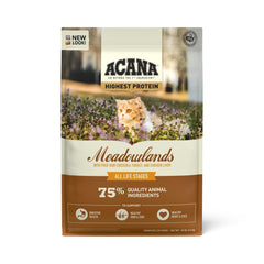 ACANA Meadowlands 10 lb bag of grain-free dry cat food for adult cats