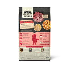 ACANA Wholesome Grains highlights beef pork and lamb for high-protein energy.