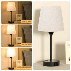 Acaxin bedside lamp close-up shows dimmable touch sensor.
