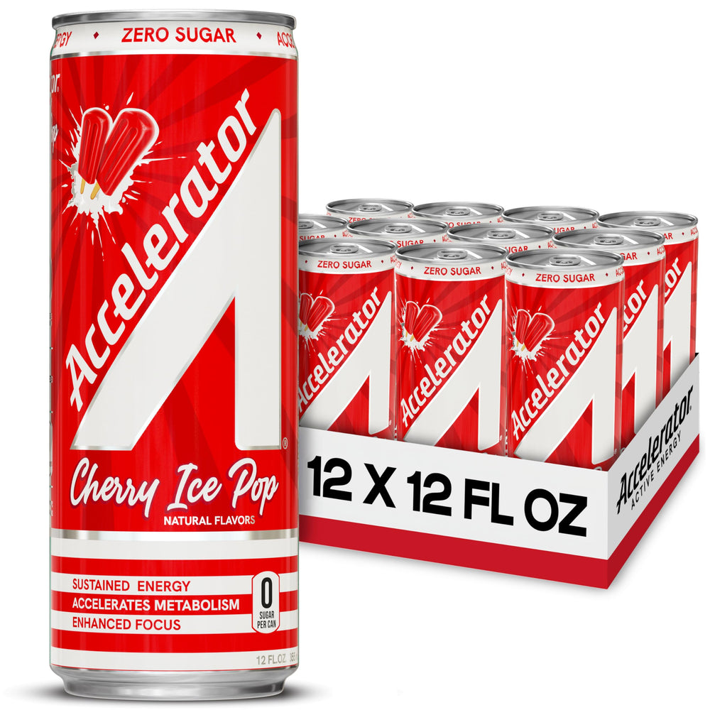 ACCELERATOR Cherry Ice Pop can delivering sustained energy for workouts.