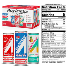 Accelerator Energy Drink Cherry Ice Pop can with zero sugar and steady energy for workouts.