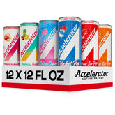 Accelerator Ultimate Variety Pack front view for zero sugar energy during workouts.