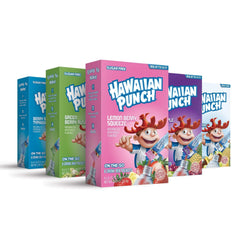 Accpo Hawaiian Punch sticks closeup highlights easy-dissolve powder for 40 drinks.