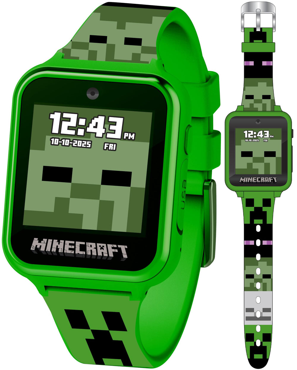 Accutime Minecraft Kids Smartwatch selfie camera for quick memories on the go