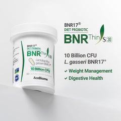 AceBiome BNRThin S30 capsules close up reveals vegetable capsules and non-GMO formulation