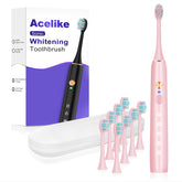 Acelike whitening electric toothbrush with pink handle delivering deep cleaning at home