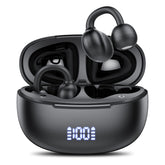 Achifine open-ear clip-on earbuds resting around the ears for all-day comfort.