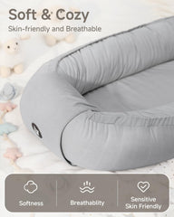 ACIROC Baby Lounger adjustable ties adapt to growing babies for versatile use.
