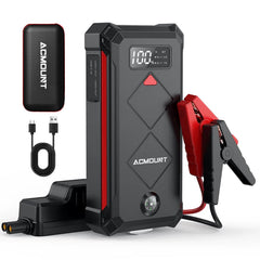 Acmount P100 jump starter front view ready for roadside power