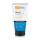 AcneFree sulfur acne foaming cleanser bottle demonstrates potent cleansing for daily acne-prone skin.