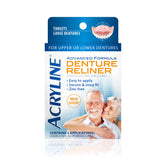 Acryline denture reliner upper application delivers a comfortable, secure fit.