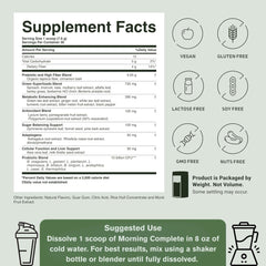 Close up of the green blend highlighting prebiotics and probiotics for gut wellness