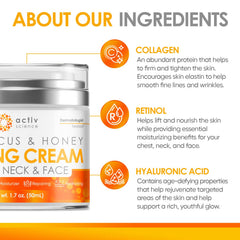 Creamy texture close-up showing retinol and hyaluronic acid formula.