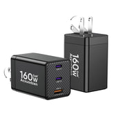 Acxuodzen USB-C charger block with three ports charges laptops and phones quickly on the go.