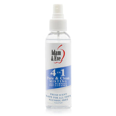 Adam & Eve 4-in-1 misting spray bottle for quick, convenient toy cleaning.