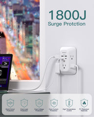 Addtam 1800 Joules surge protection with quick indicator keeps electronics safe.