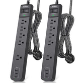 Addtam 2-pack power strip front view, ideal for organized desk setups.