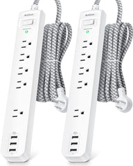 Addtam 8-in-1 power strip with widely spaced outlets for large adapters