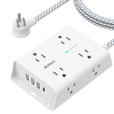 Addtam surge protector power strip with eight outlets and four USB ports for versatile charging