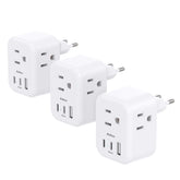 Addtam Europe travel plug adapter with three outlets and two USB-C ports for on-the-go charging.