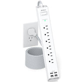 Addtam extension cord 10 ft flat-plug close-up showing space-saving design.