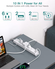 Addtam flat plug extension cord keeps outlets hidden behind furniture.