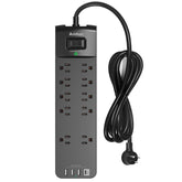 Addtam power strip with ten outlets for organized multi-device charging