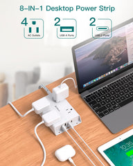 Addtam power strip with four outlets and USB-C ports for dorm room charging.
