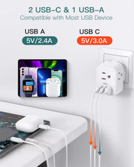 Separated outlets prevent bulky blocks from blocking each other.