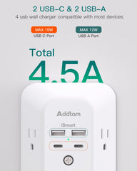 Addtam smart charging detects devices and optimizes USB speed automatically.