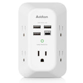 Addtam USB wall charger with five outlets and wide spacing for clutter-free charging.