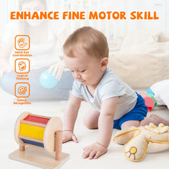 Adena Montessori spinning rainbow drum supports tummy time and movement