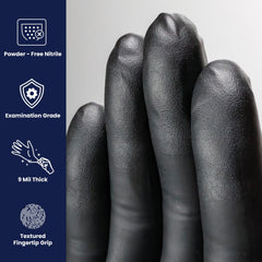 Durable 9mil nitrile gloves resist tears for demanding tasks.