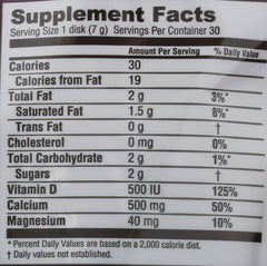 Adora calcium disk packaging shows premium chocolate and product details.