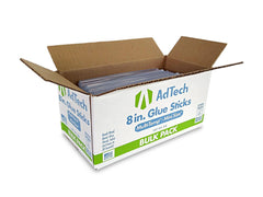AdTech 8-inch mini hot glue sticks in crystal clear finish for fast craft bonding.