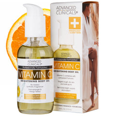 Advanced Clinicals Brightening Vitamin C Body Oil bottle with pump delivering glow-enhanced hydration