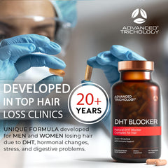 Advanced Trichology DHT Blocker capsules for convenient daily hair health support.
