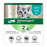 Advantage II Kitten bottle showing easy monthly flea protection for kittens 2-5 lbs.