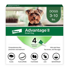 Advantage II Small Dog spot-on application provides quick flea control for small breeds.