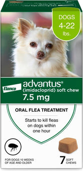 Advantus dog fast-acting flea chew showing quick flea kill.