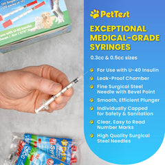 PetTest U-40 syringe 0.5cc capacity for small pets