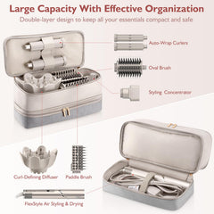 Adworte case exterior in gray fabric and beige leather adds style and protection