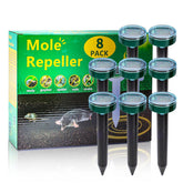 AECITY solar-powered mole repellent stake in sun protects your lawn.