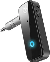 AEEKCARS Bluetooth 54 adapter with a 3.5mm jack enabling wireless audio across devices.