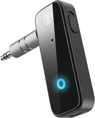 AEEKCARS Bluetooth 54 adapter with a 3.5mm jack enabling wireless audio across devices.