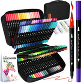 Aen Art 120 Colors dual-tip brush pen set for versatile strokes and smooth blending.